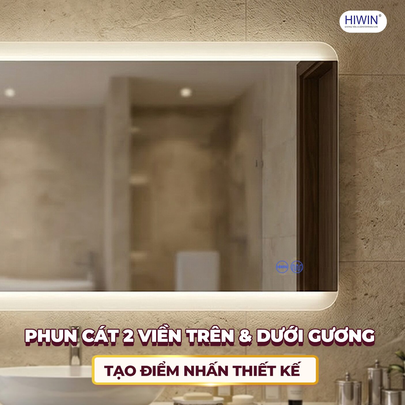 Chi tiết phun cát hai viền tạo điểm nhấn tinh tế