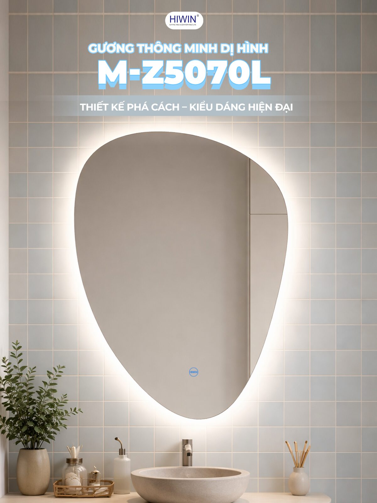 Gương đèn LED nhà tắm M-Z5070L-H với thiết kế phá cách và cảm ứng thông minh