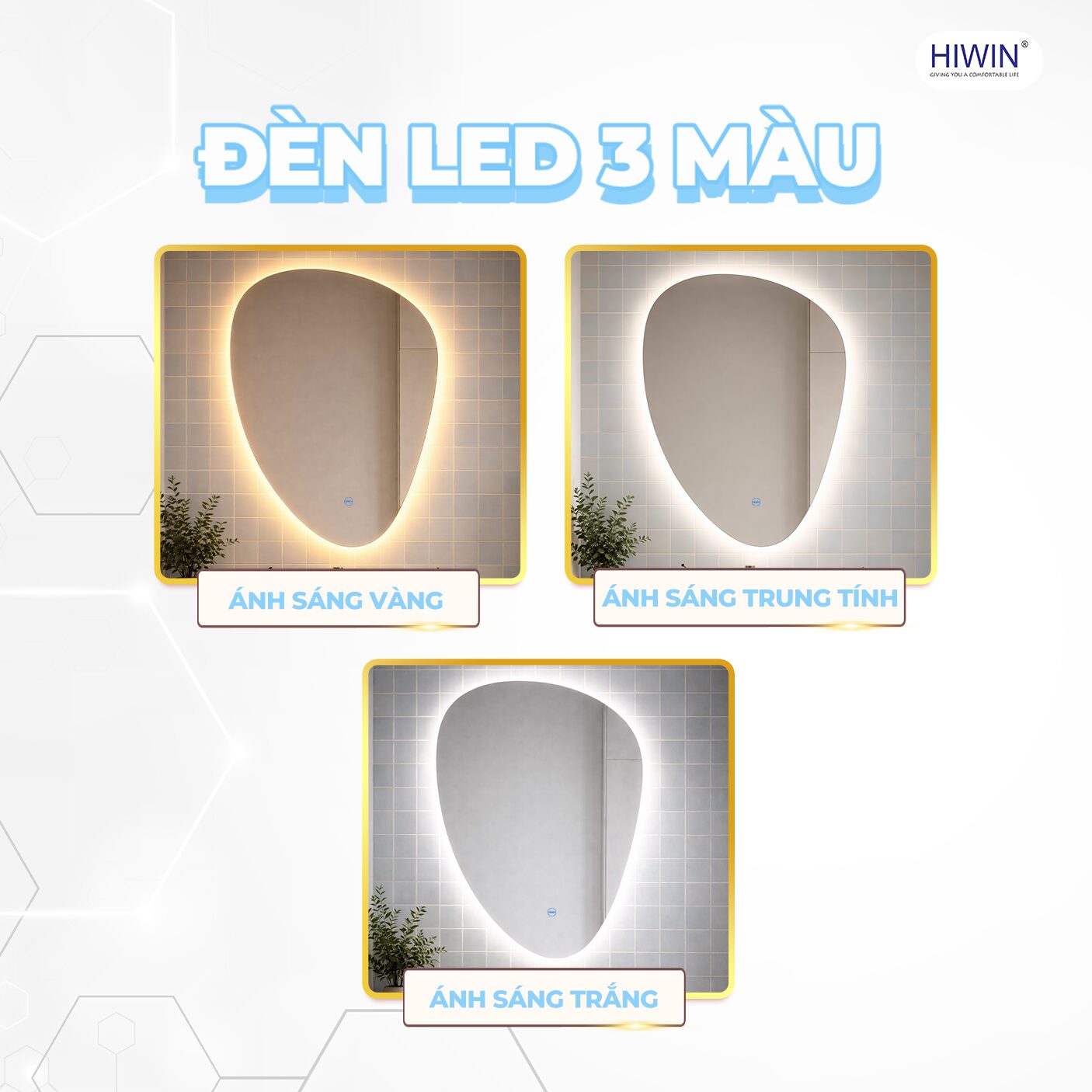 Gương đèn LED 3 màu giúp người dùng dễ dàng điều chỉnh ánh sáng phù hợp từng nhu cầu sử dụng