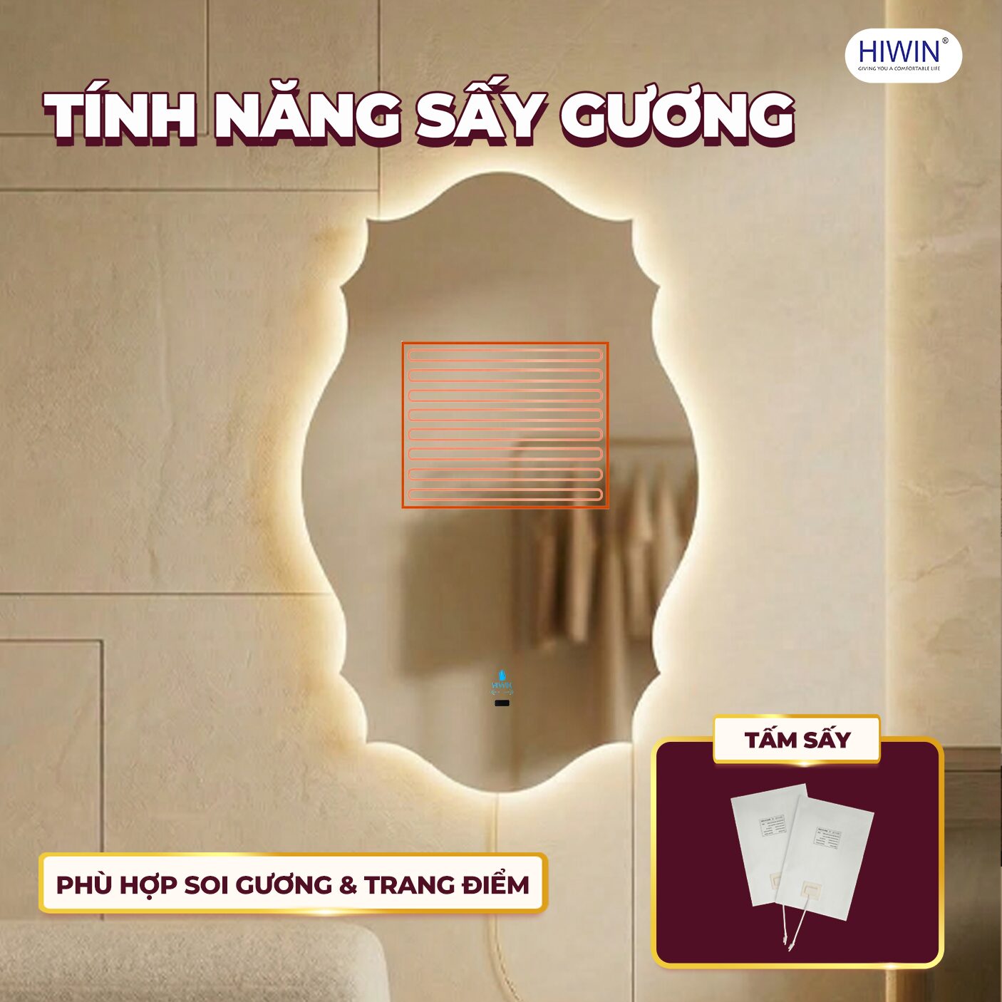 Tính năng sấy giúp bề mặt gương luôn sáng rõ