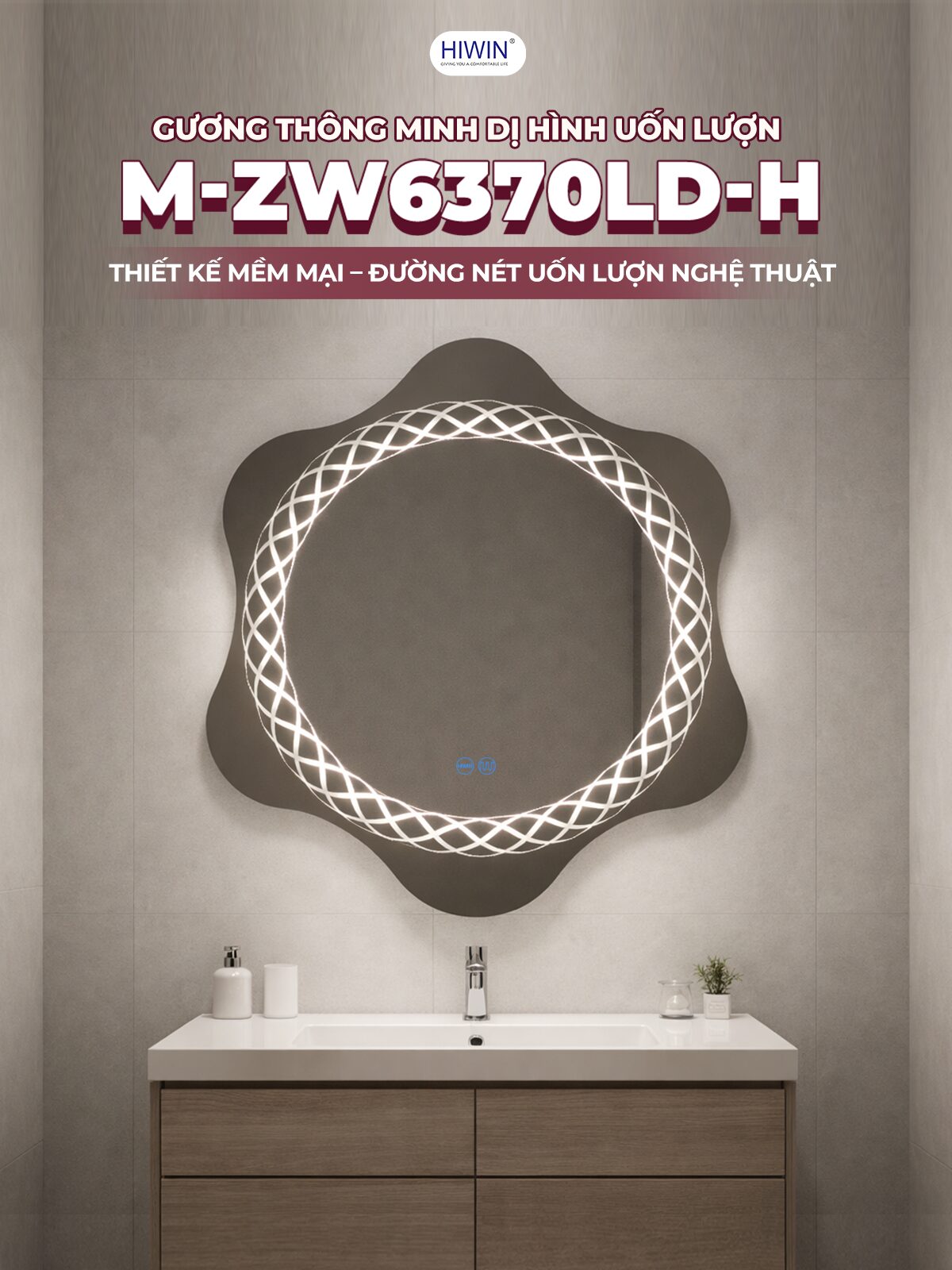 Gương nhà tắm cảm ứng M-ZW6370LD-H thiết kế uốn lượn nghệ thuật