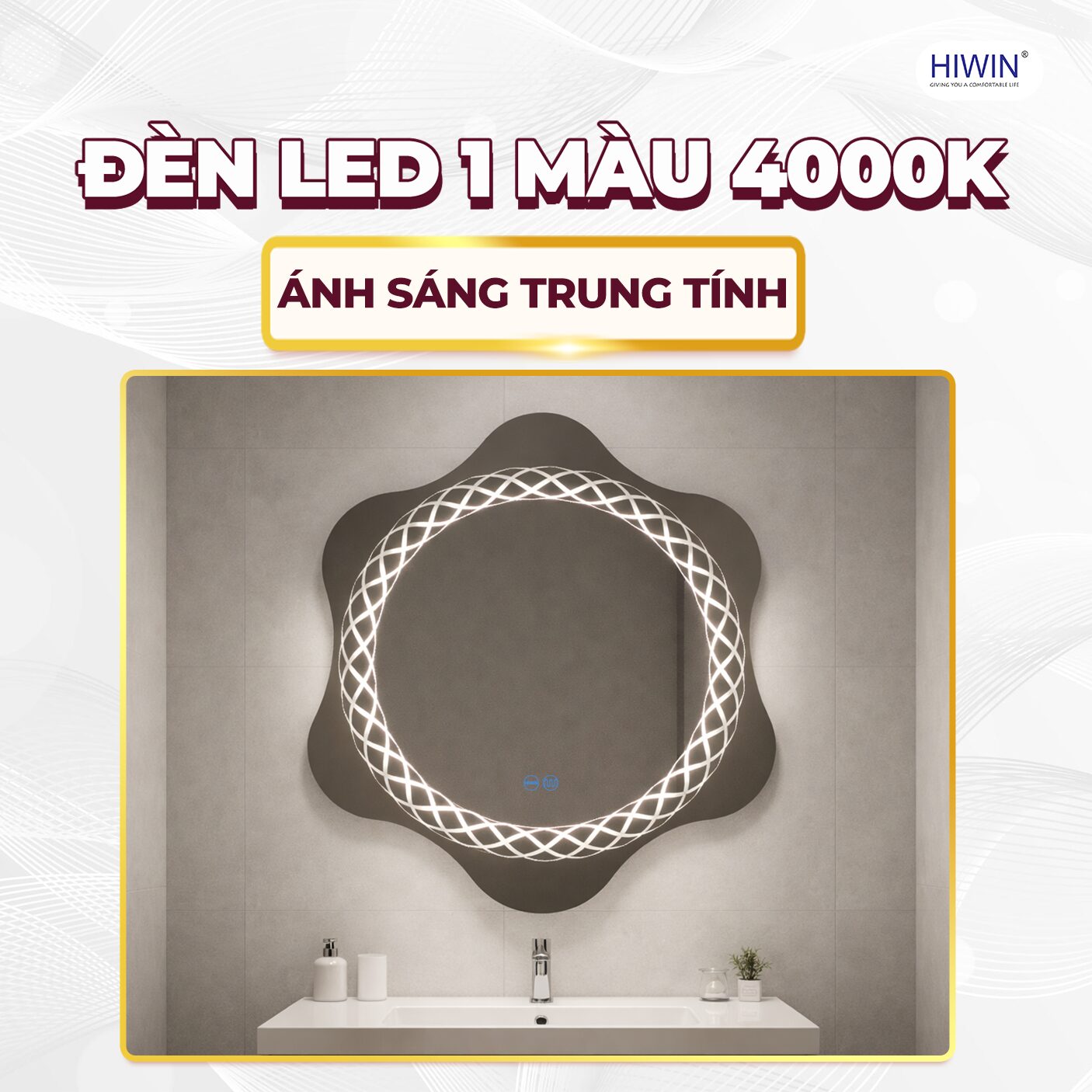 Hệ thống đèn LED 4000K ánh sáng trung tính cho phòng tắm