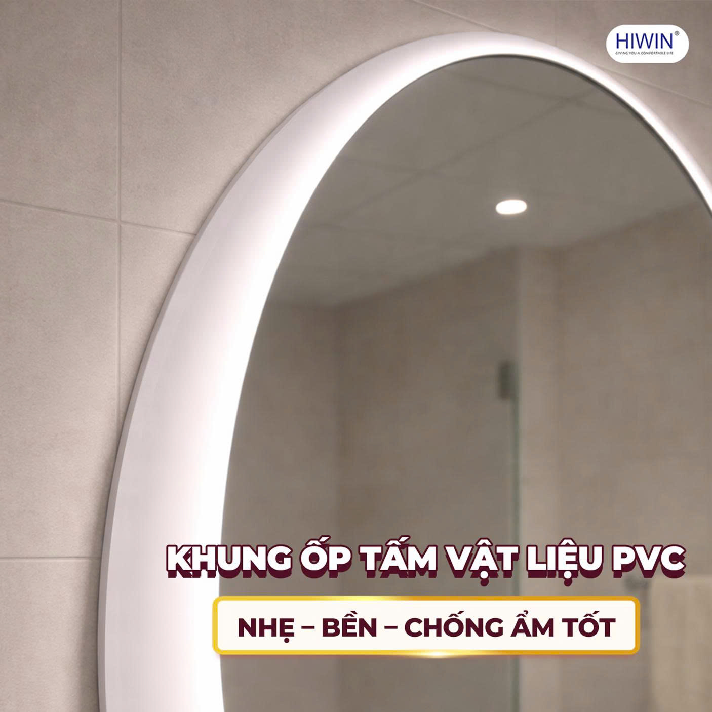 Khung gương phòng tắm PVC nhẹ và chống cong vênh