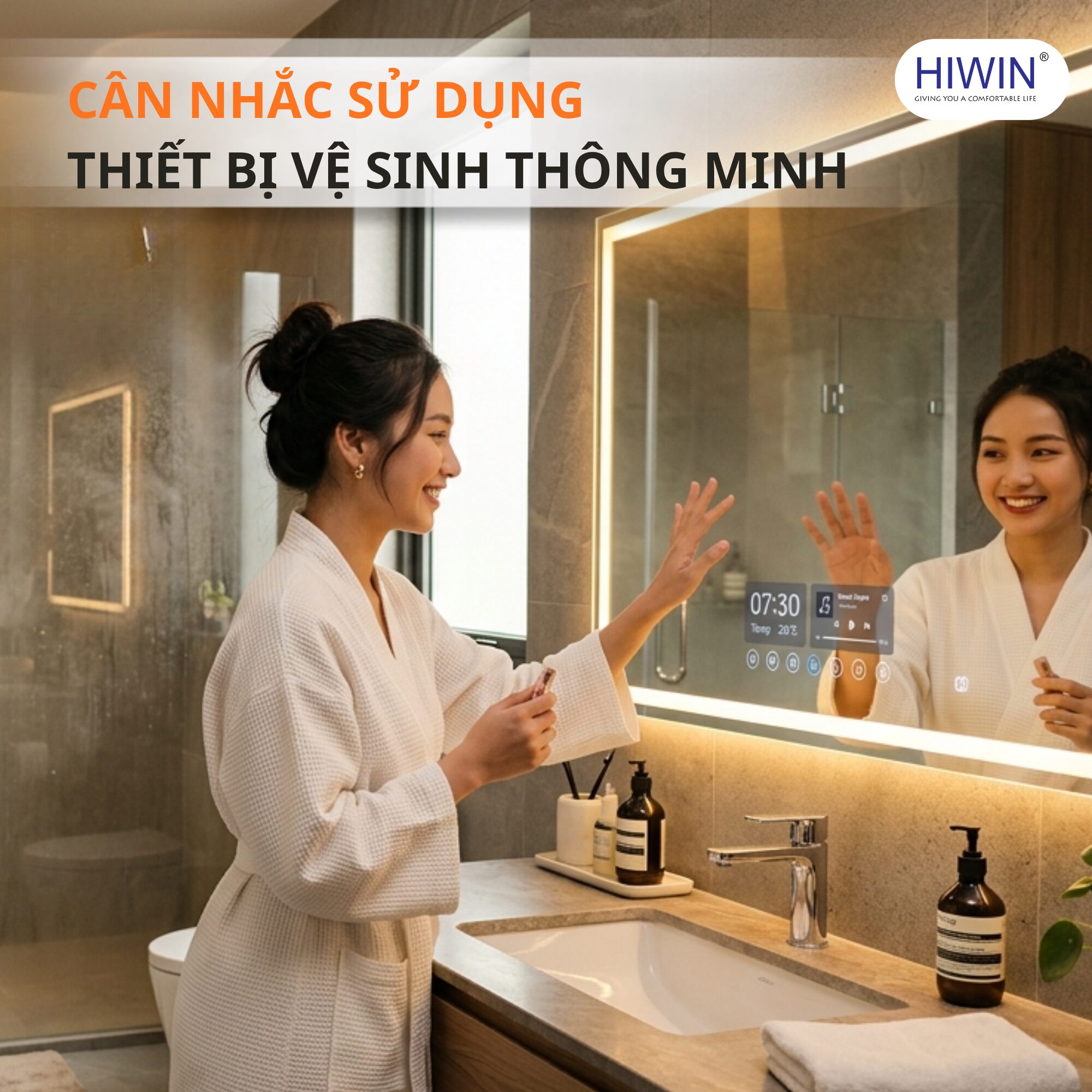 Thiết bị vệ sinh thông minh như gương LED và bồn cầu thông minh nâng cao trải nghiệm sử dụng