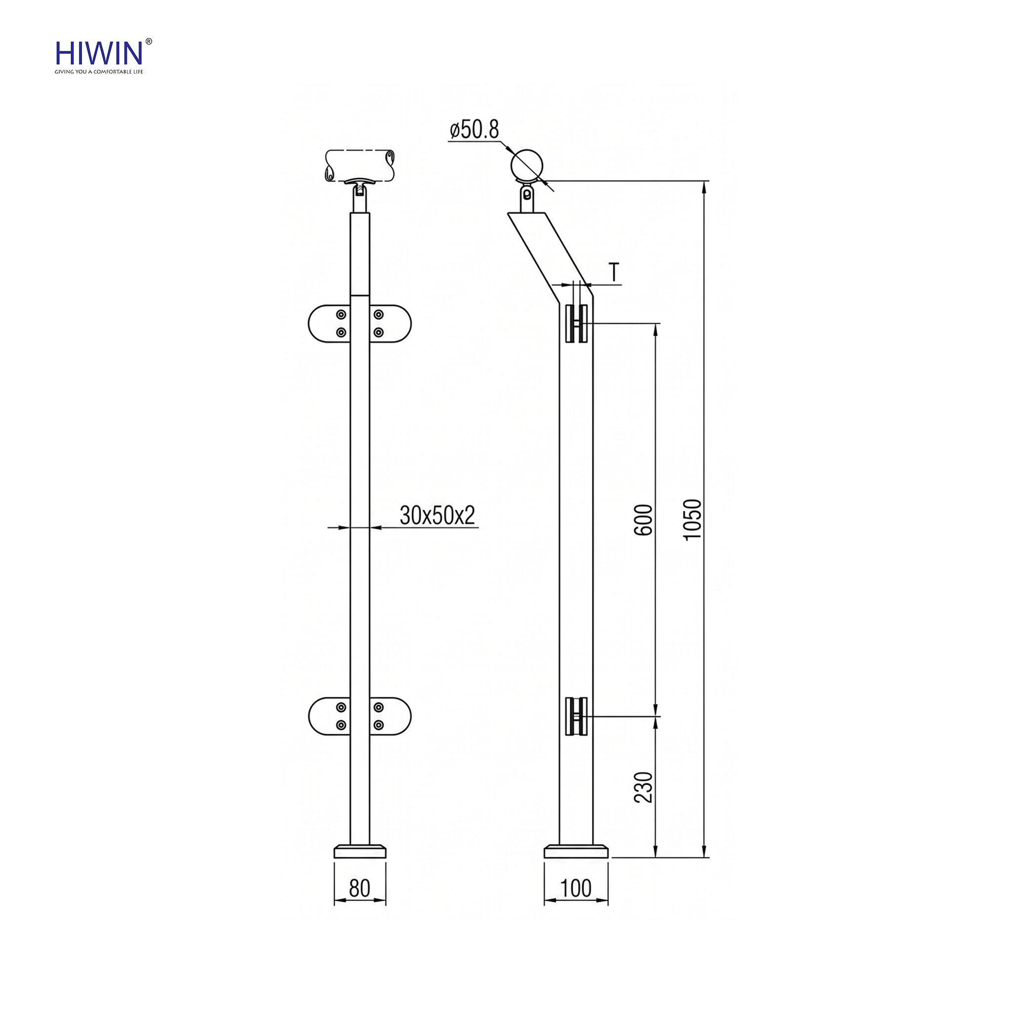 Thông số kỹ thuật của trụ lan can PL-303