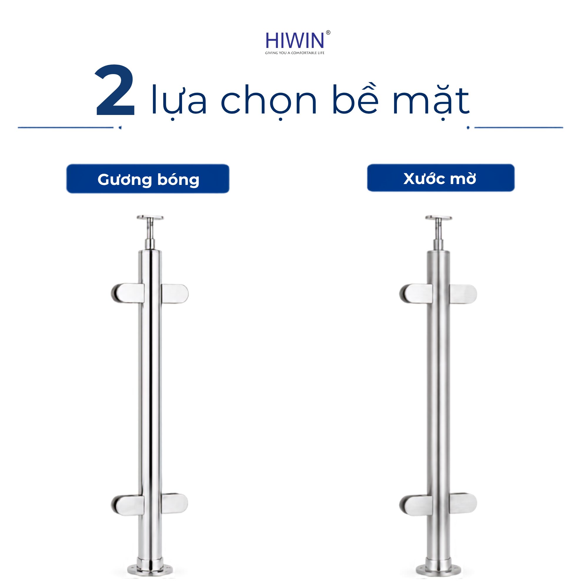 Bề mặt trụ lan can kính gương bóng và xước mờ