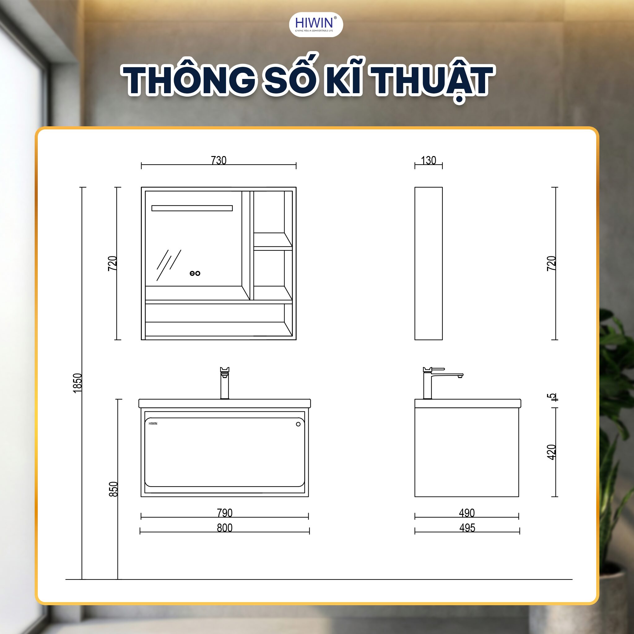 Thông số kỹ thuật bộ tủ chậu YS-2647