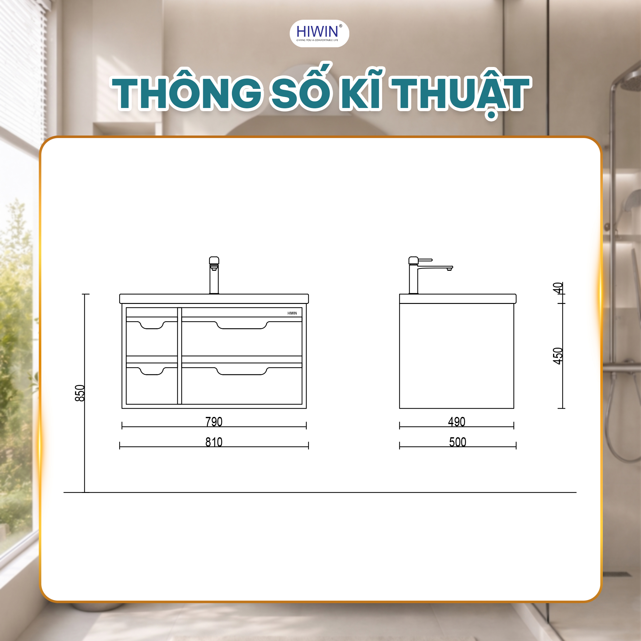 Thông số kỹ thuật của tủ chậu Hiwin YP-1498