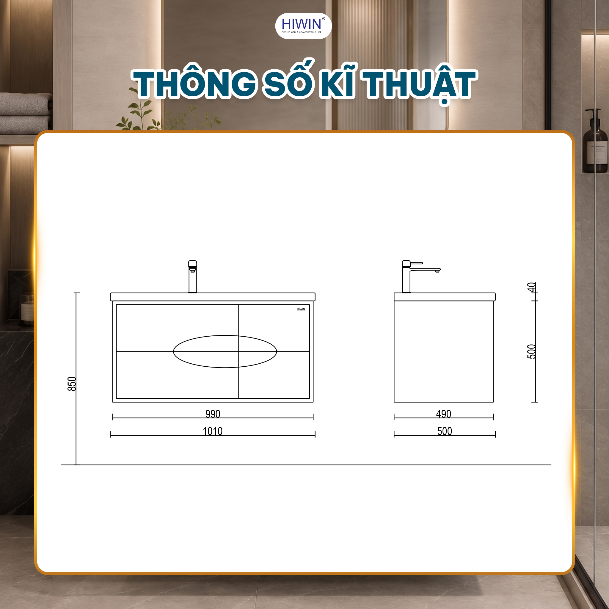 Thông số kỹ thuật bộ tủ chậu Hiwin YP-1499