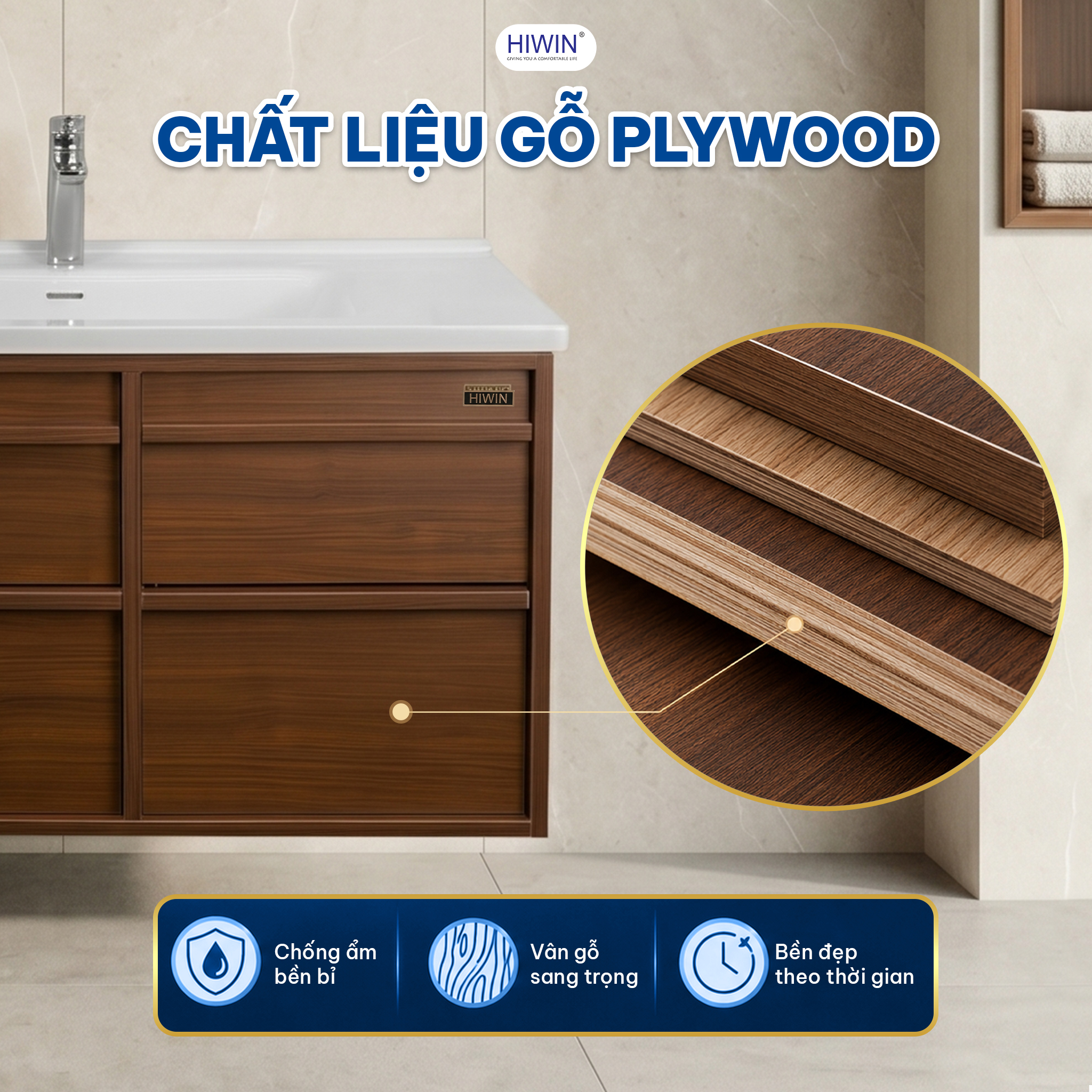 Chất liệu gỗ plywood chống ẩm phù hợp phòng tắm