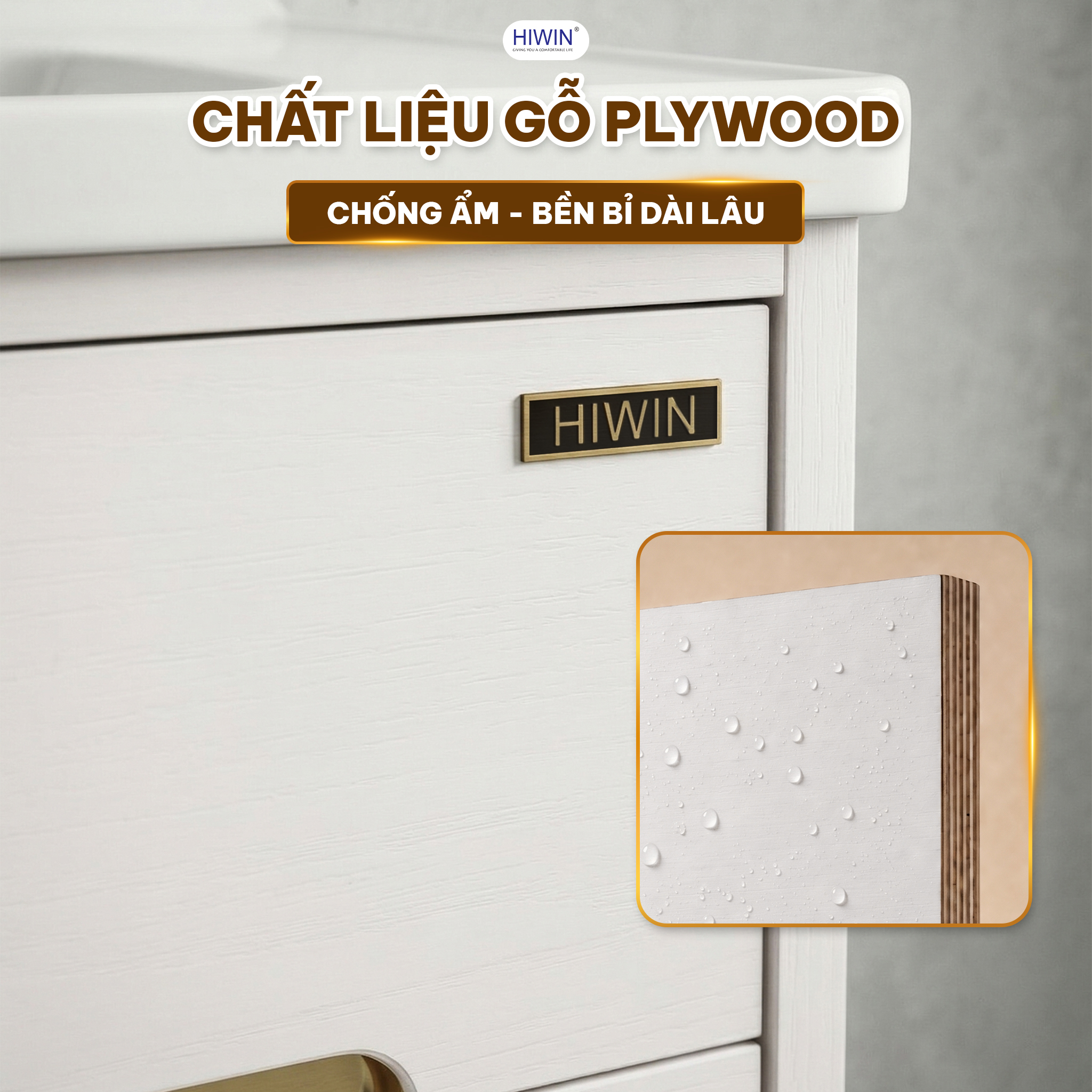 Kết cấu gỗ plywood trên bộ tủ chậu YS-2649 giúp tủ chắc chắn khi sử dụng