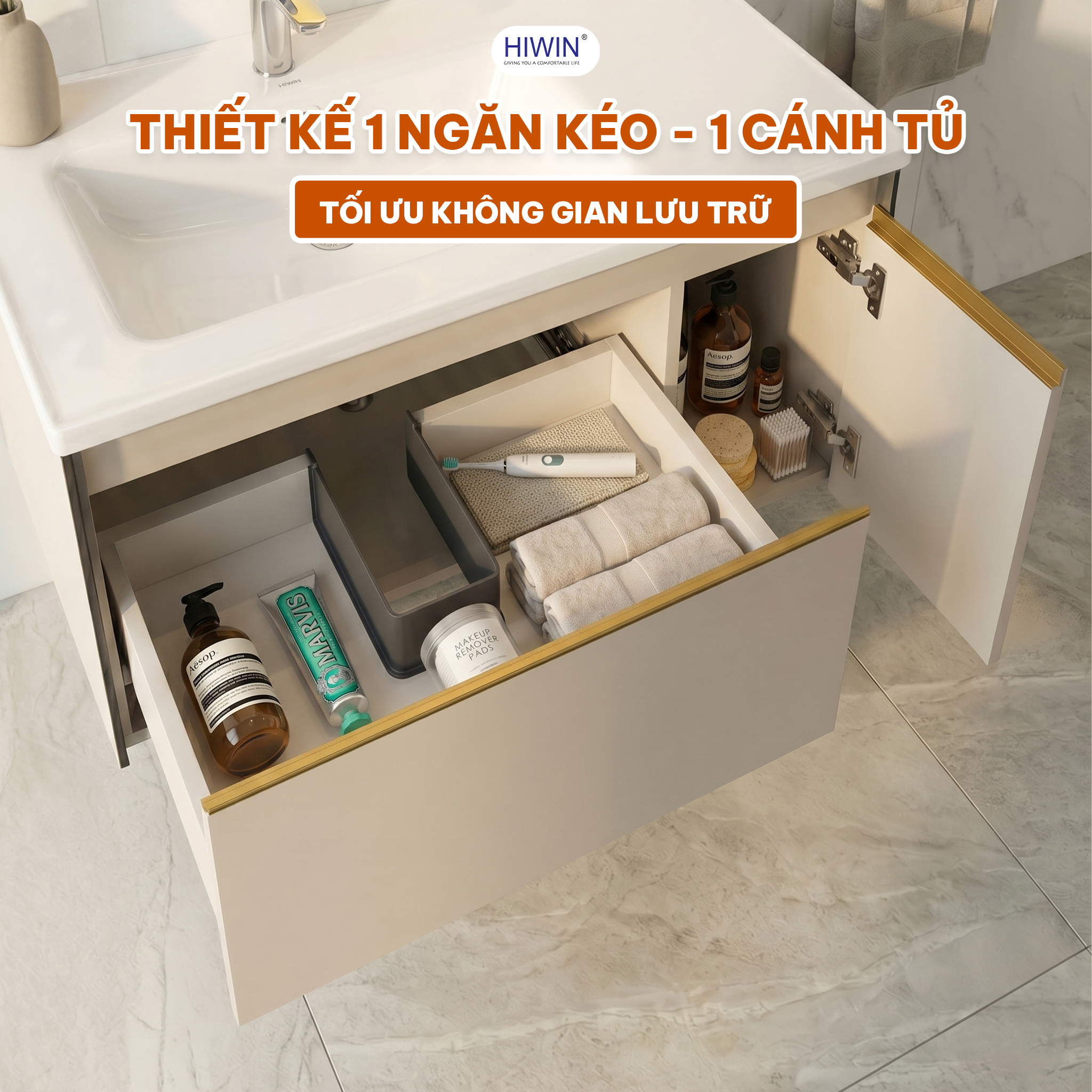 Tủ chính Hiwin YS-2648 thiết kế 1 ngăn kéo và 1 cánh mở tiện dụng