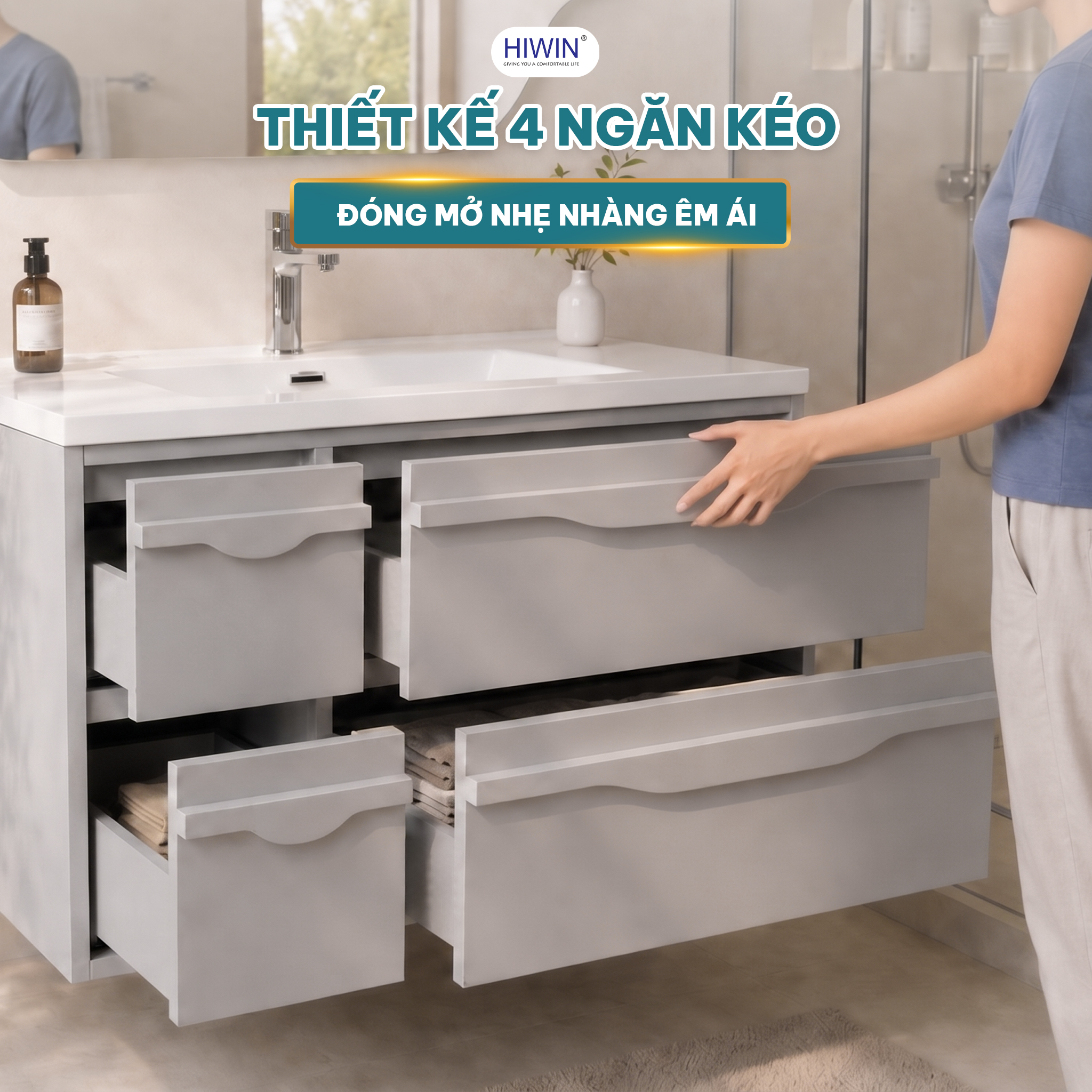 Tủ chính Hiwin YP-1498 thiết kế 4 ngăn kéo đóng mở nhẹ nhàng tiện dụng