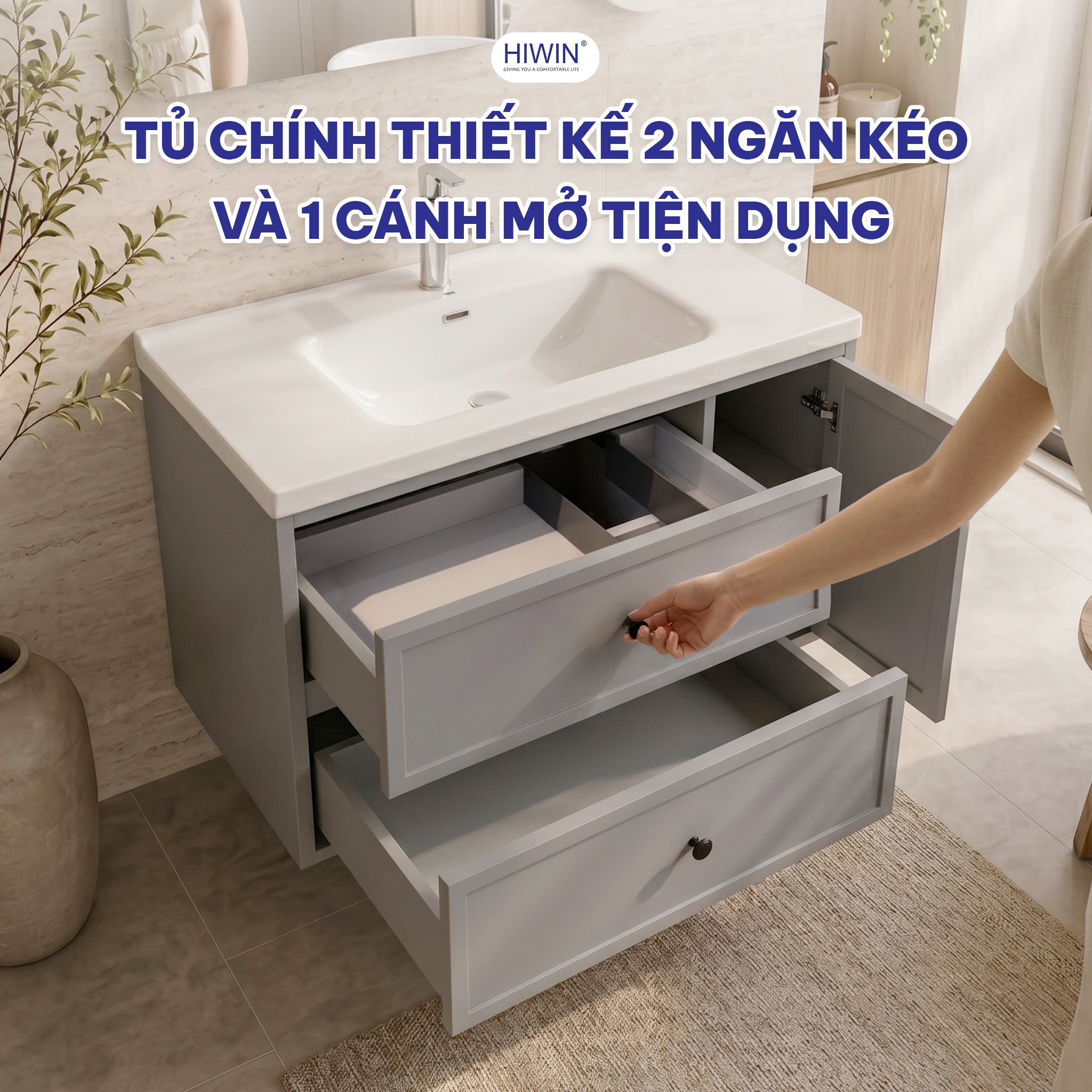 Tủ chính Hiwin YP-1497 thiết kế 2 ngăn kéo và 1 cánh mở tiện dụng
