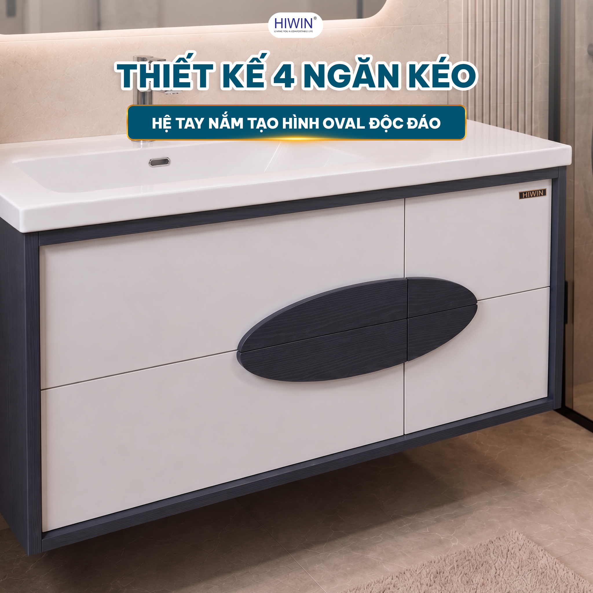 Tủ chính Hiwin YP-1499 thiết kế 4 ngăn kéo cùng tay nắm oval độc đáo
