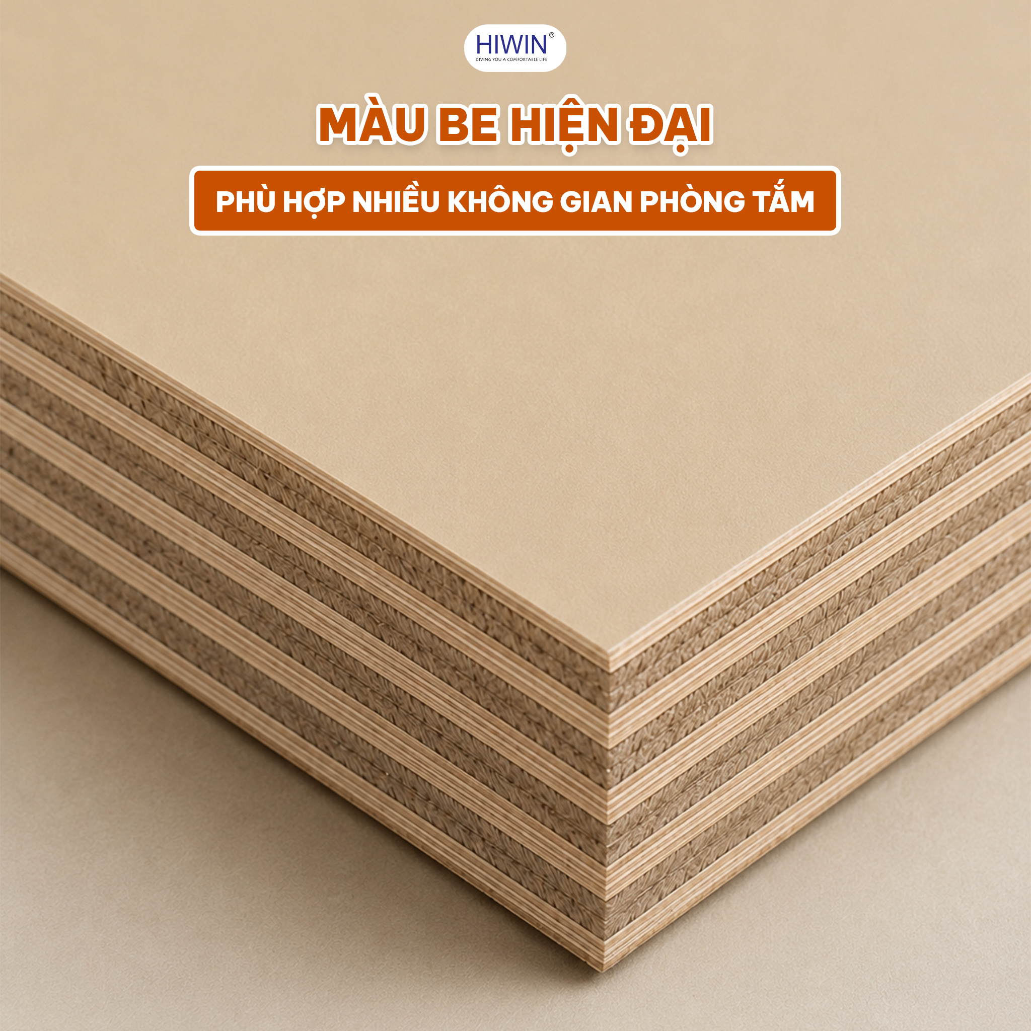 Bộ tủ chậu Hiwin YS-2648 màu be sáng nhẹ nhàng dễ phối nội thất