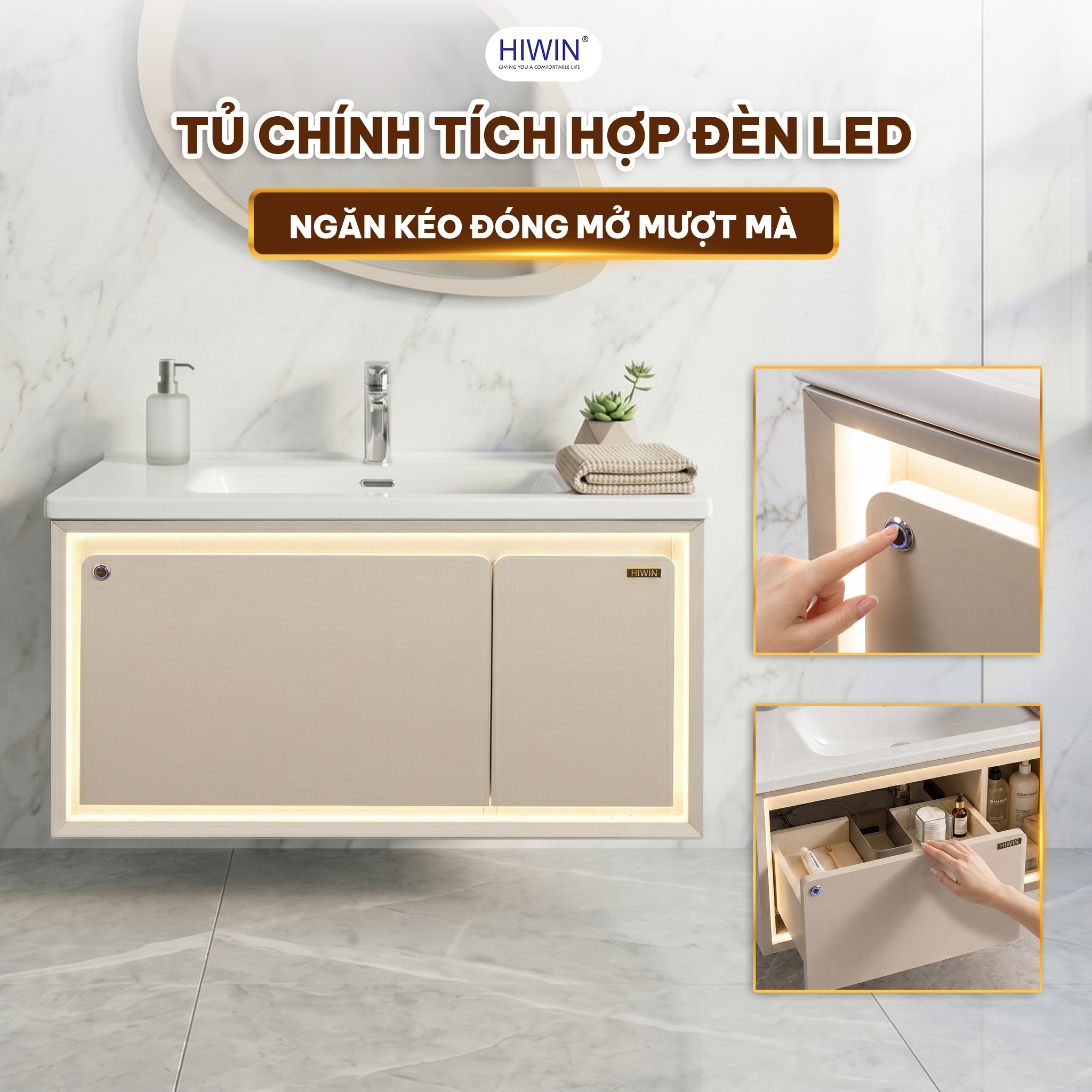 Đèn LED cảm ứng hiện đại giúp bạn dễ dàng tìm kiếm và lấy đồ đạc ngay cả trong điều kiện thiếu sáng.