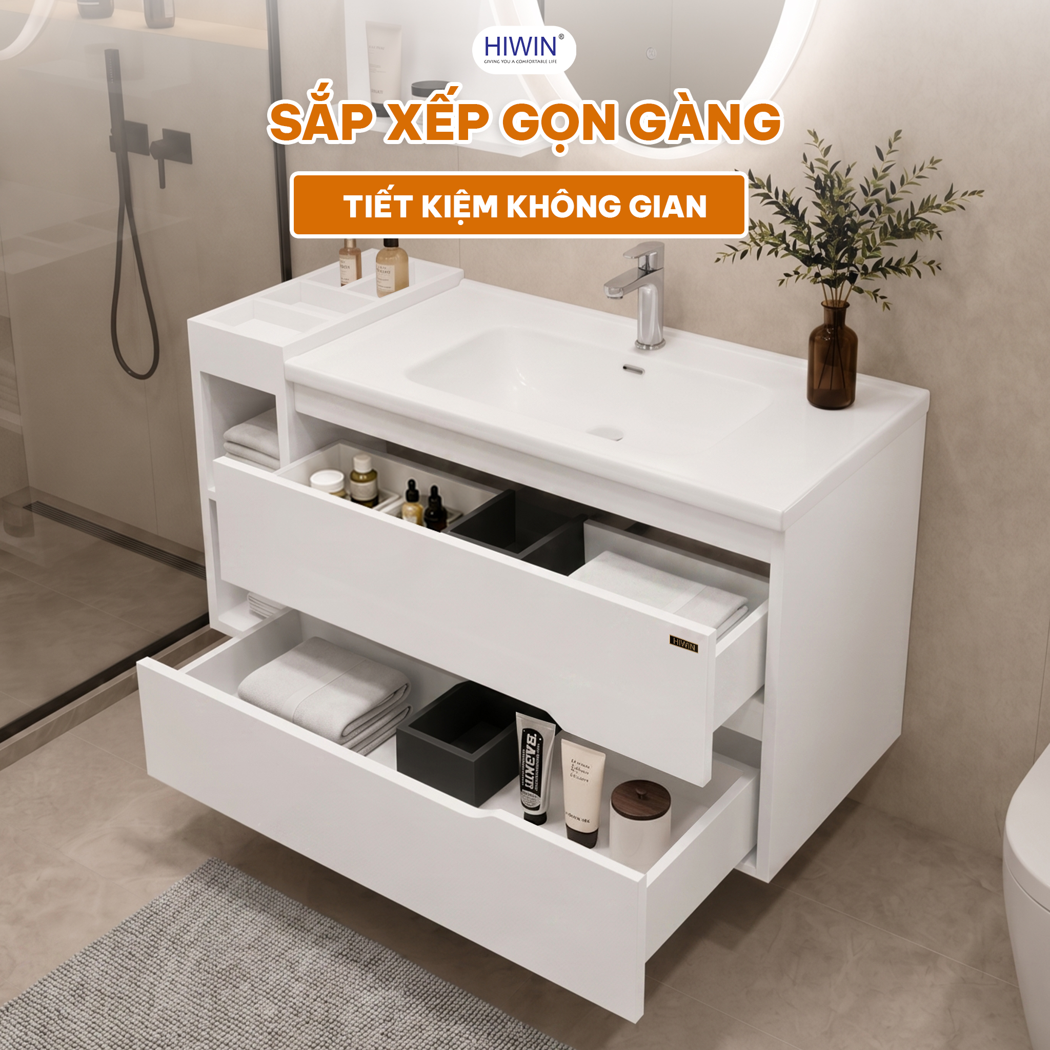 YP-1494 giúp phòng tắm gọn gàng tiết kiệm không gian