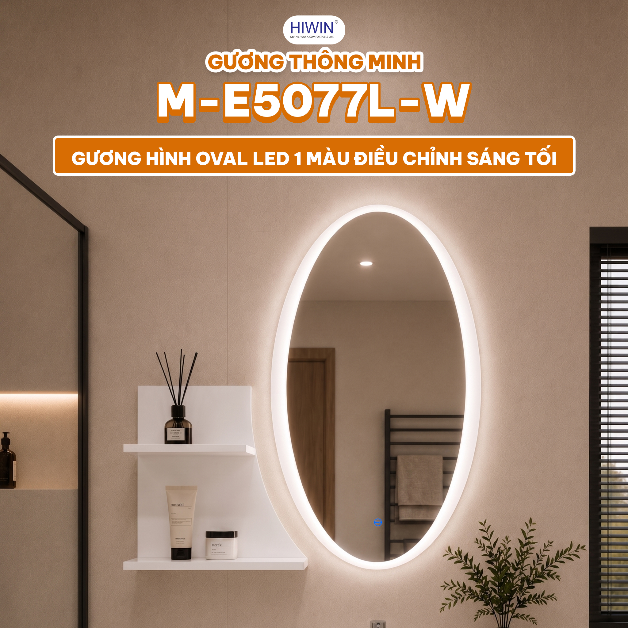 Bộ tủ chậu Hiwin YP-1494 màu trắng thiết kế hiện đại cho phòng tắm