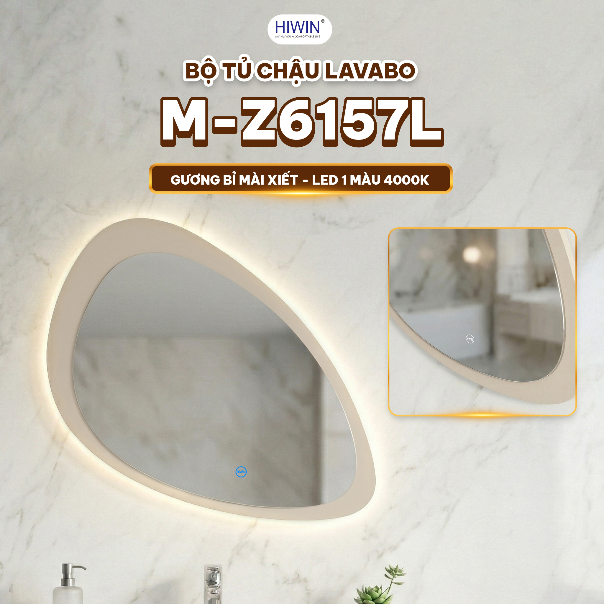 Gương thông minh dị hình M-Z6157L LED 4000K tạo điểm nhấn mềm mại cho bộ tủ YS-2652