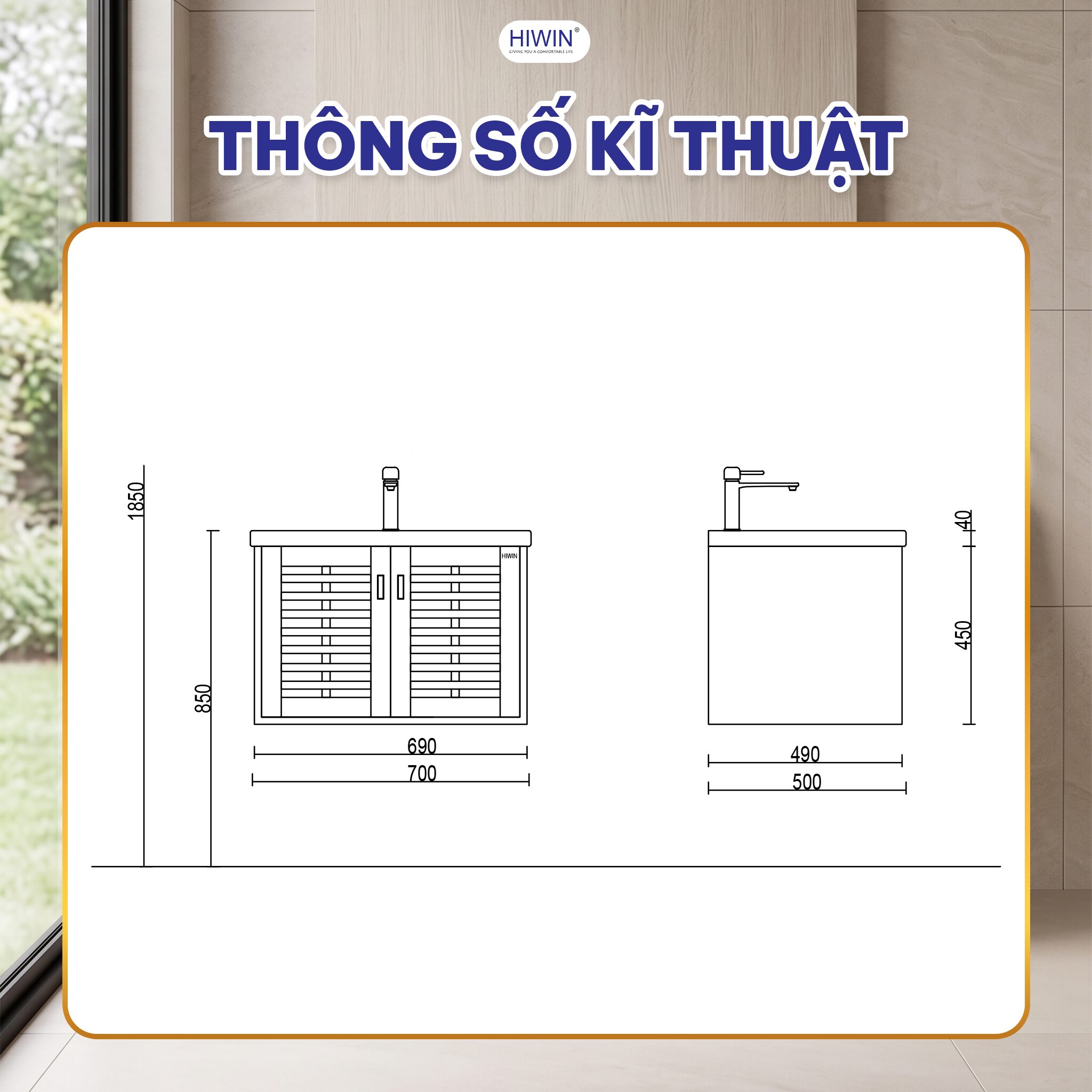 Thông số kỹ thuật bộ tủ chậu YP-1500