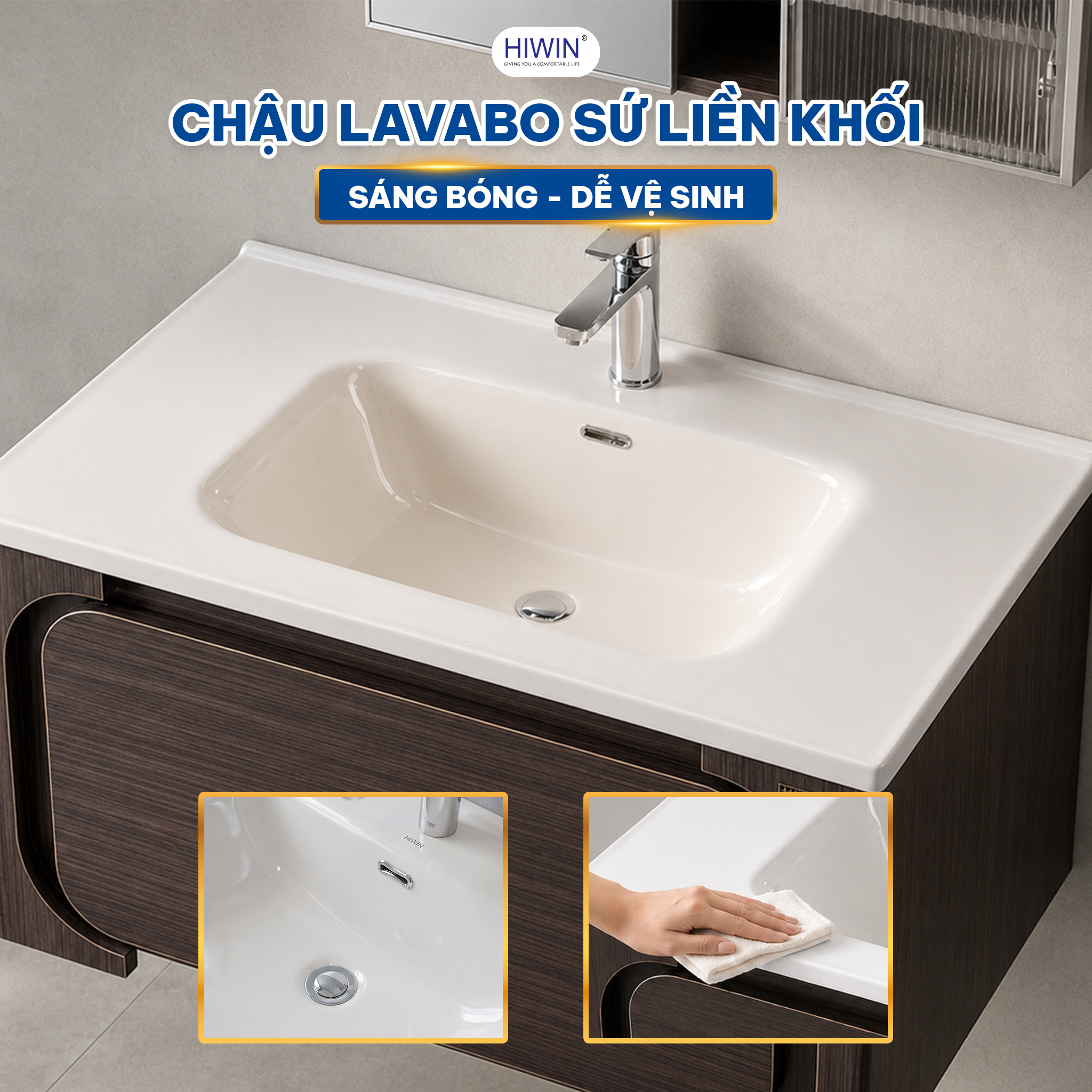 Chậu sứ liền khối vừa mang tính thẩm mỹ lại dễ dàng vệ sinh