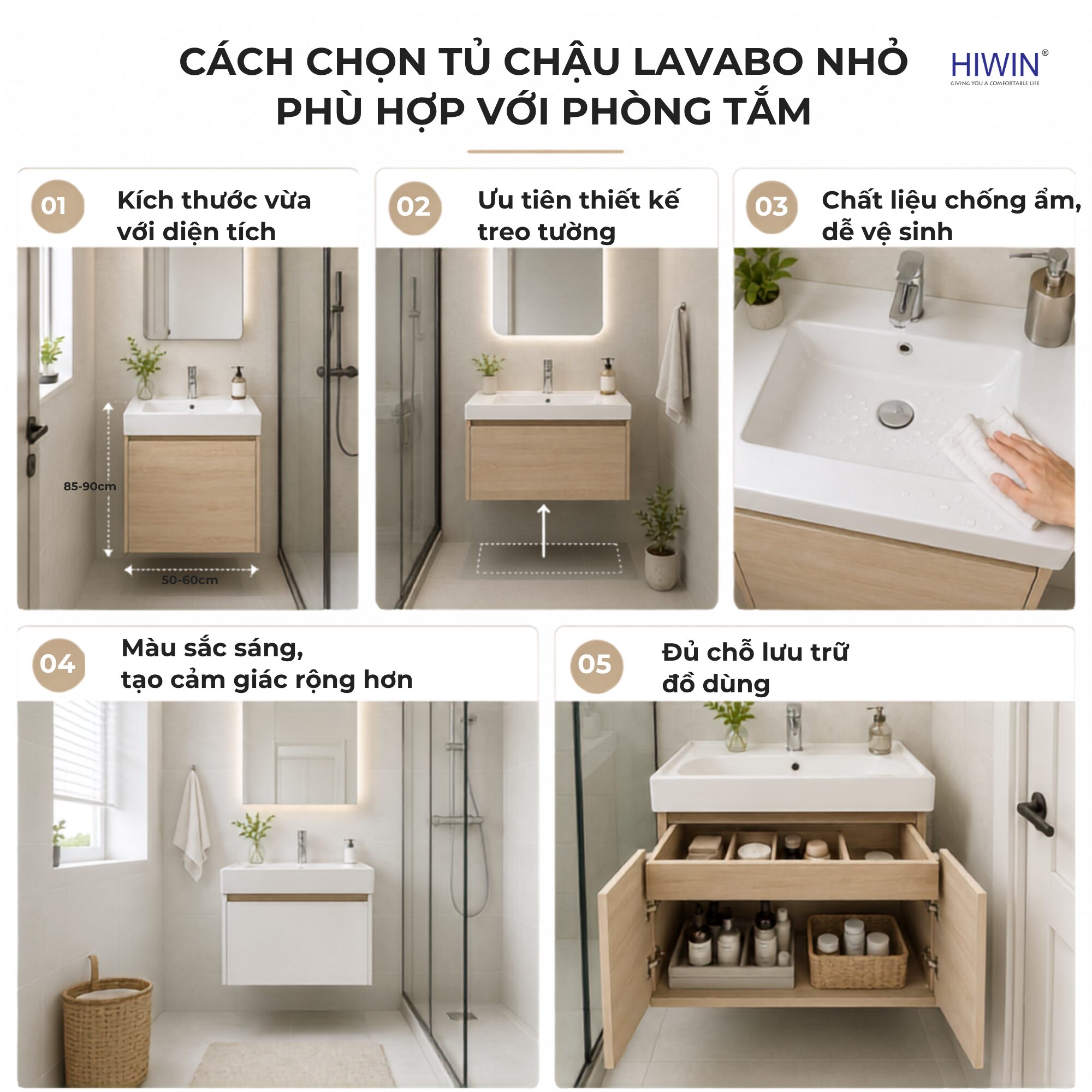 Cách chọn tủ chậu lavabo nhỏ phù hợp với diện tích và nhu cầu sử dụng