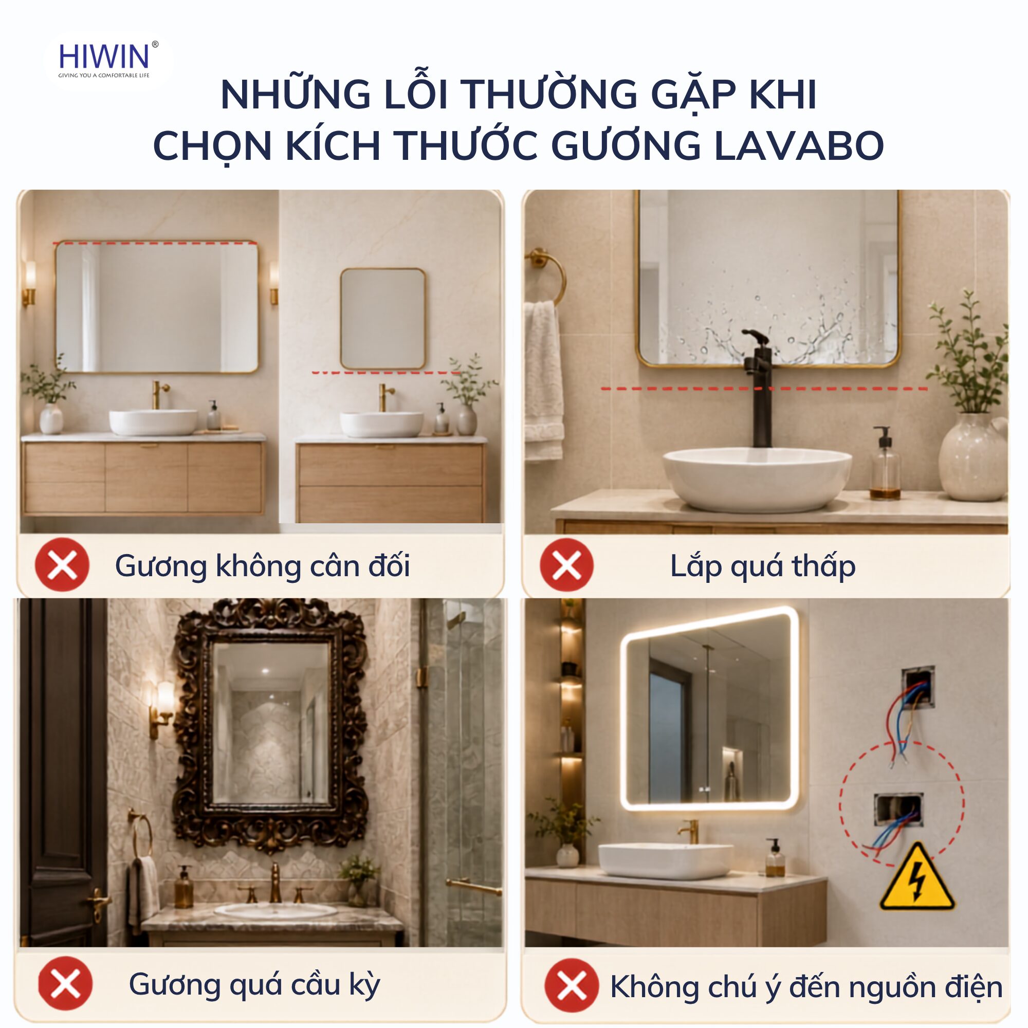 Những lỗi thường gặp khi chọn kích thước gương lavabo cho phòng tắm