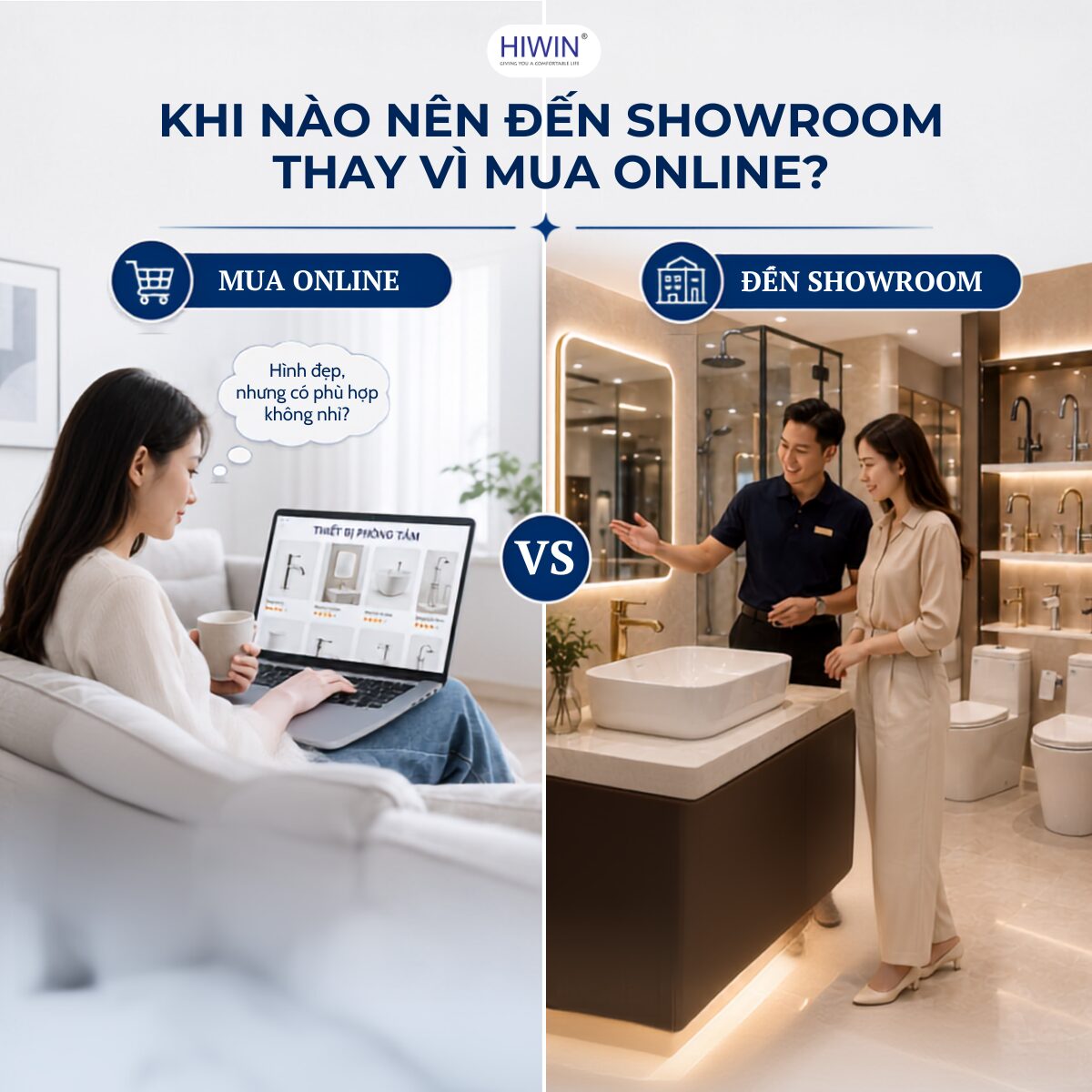 Khách hàng nên đến showroom khi mua vách tắm kính, tủ lavabo, gương LED hoặc thiết bị cần lắp đặt kỹ thuật