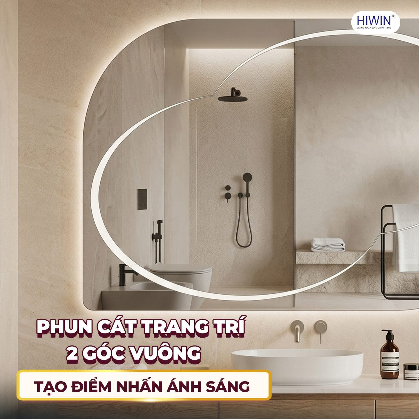 M-V70100L-H phun cát trang trí 2 góc vuông tạo điểm nhấn ánh sáng đẹp mắt