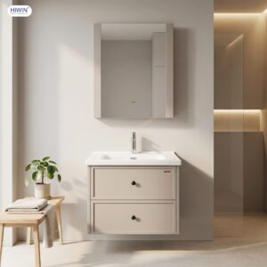 Bộ tủ chậu YP-1495 màu kaki thiết kế nhỏ gọn cho phòng tắm