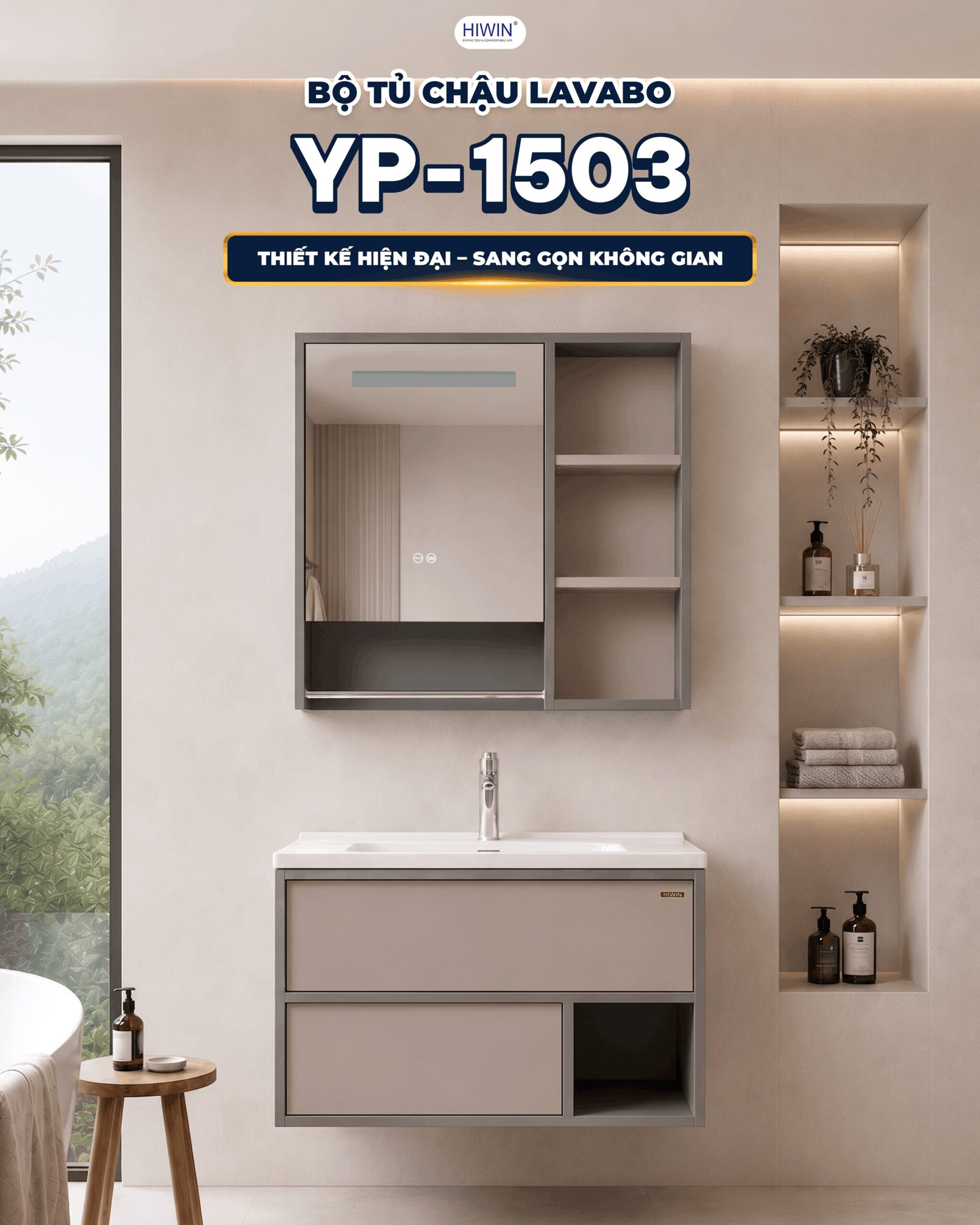 Bộ tủ chậu treo tường YP-1503 hiện đại