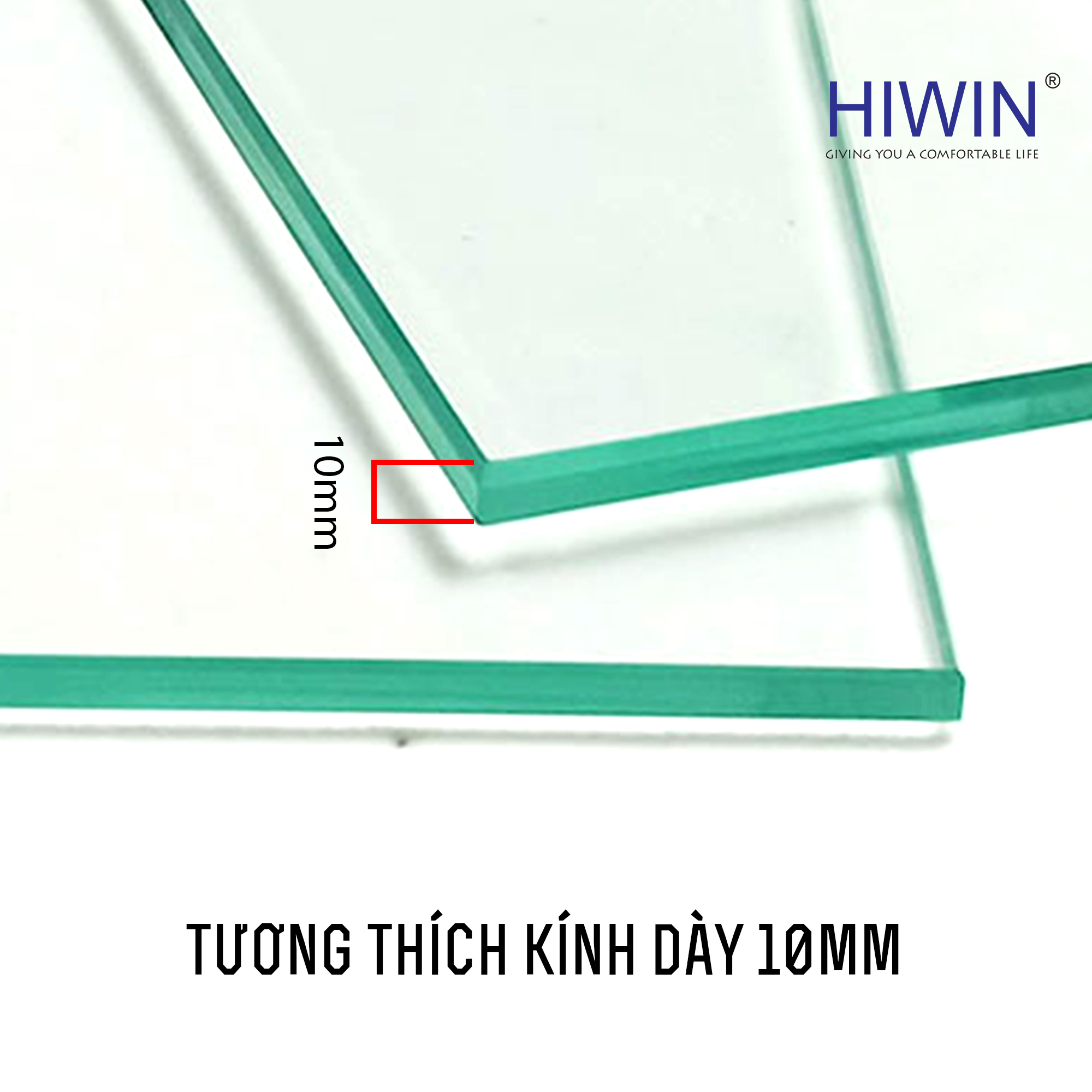 Bản lề tương thích kính cường lực dày 10mm
